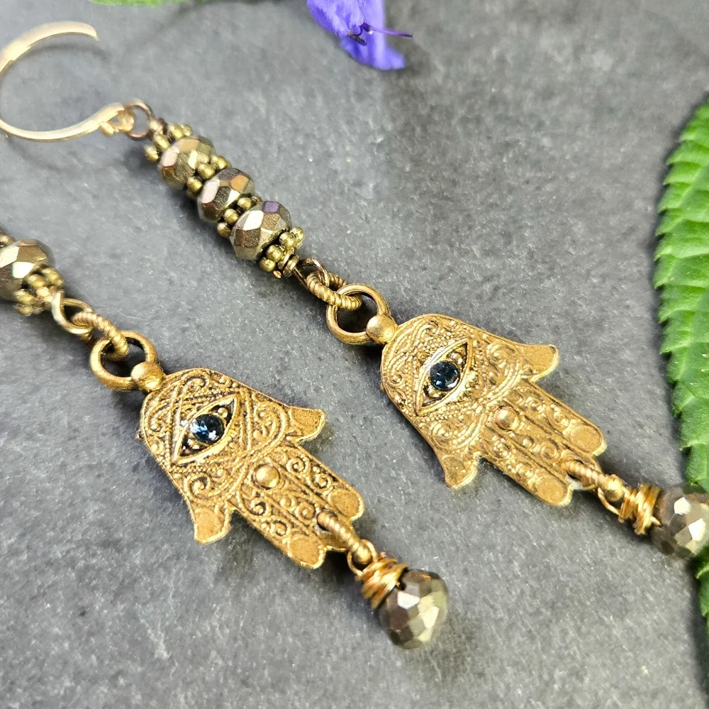 NWT Trollbinde Hamsa Dangle Earrings